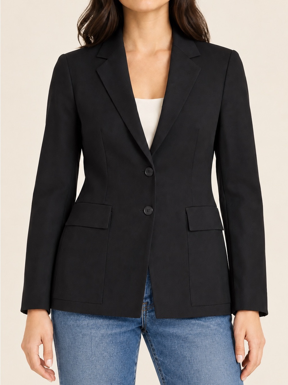 Akris Women's Double Face Wool Blazer Size 10 Black Two Button Tailored Jacket